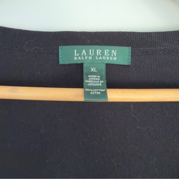 Lauren Ralph Lauren black button front V-neck cotton Cardigan Size: XL - Picture 3 of 3